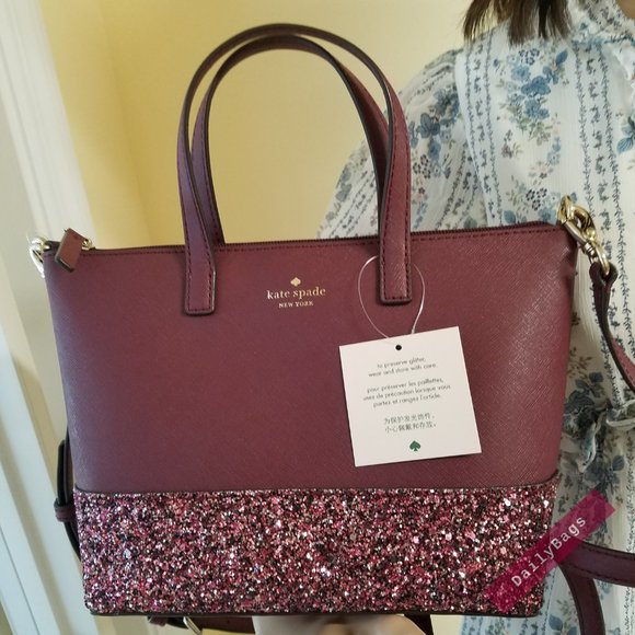 kate spade Handbags - KATE SPADE INA GRETA CHERRYWOOD GLITTER SATCHEL